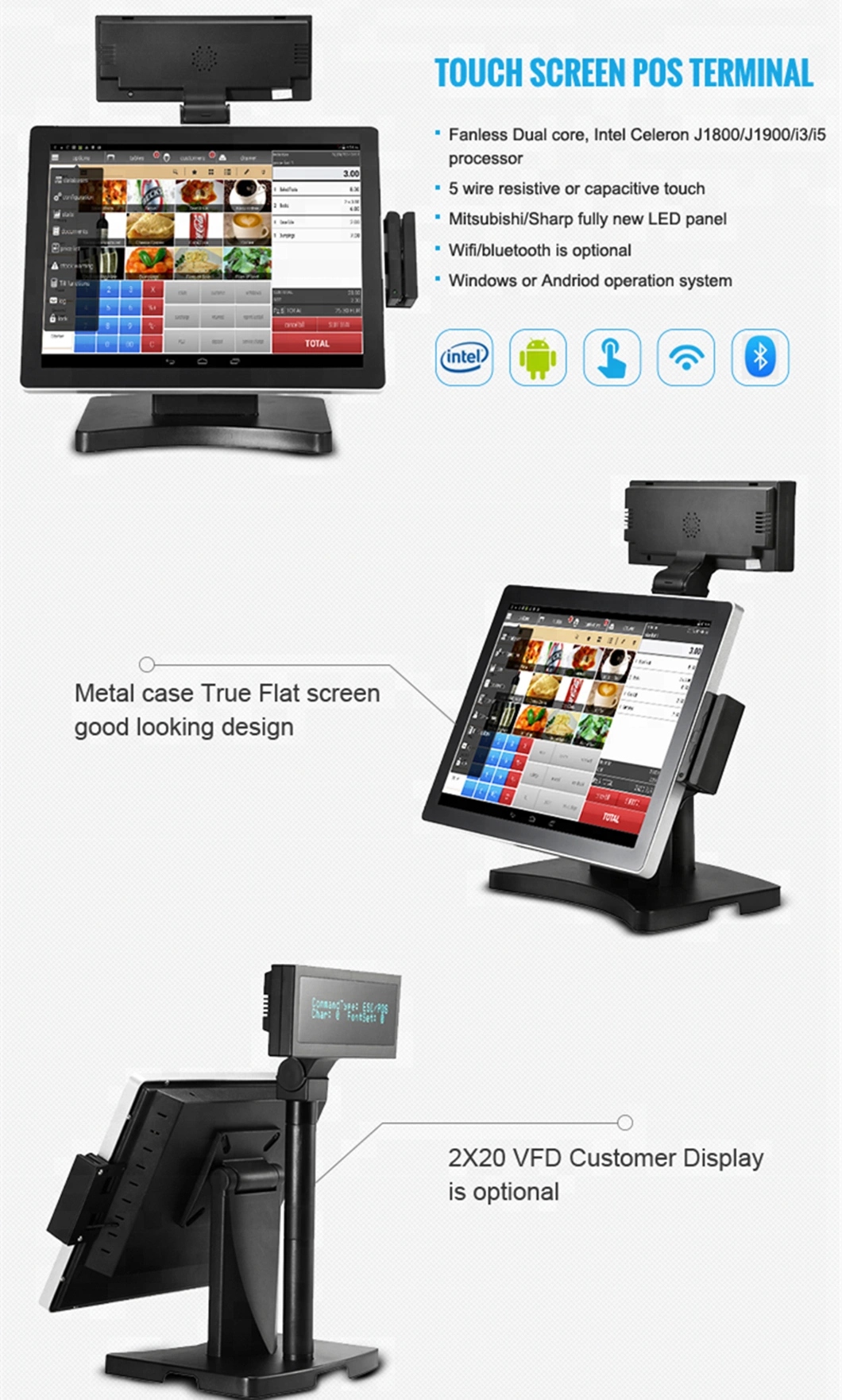 Touchscreen All in One POS System/Cash Register/Cashier POS Machine